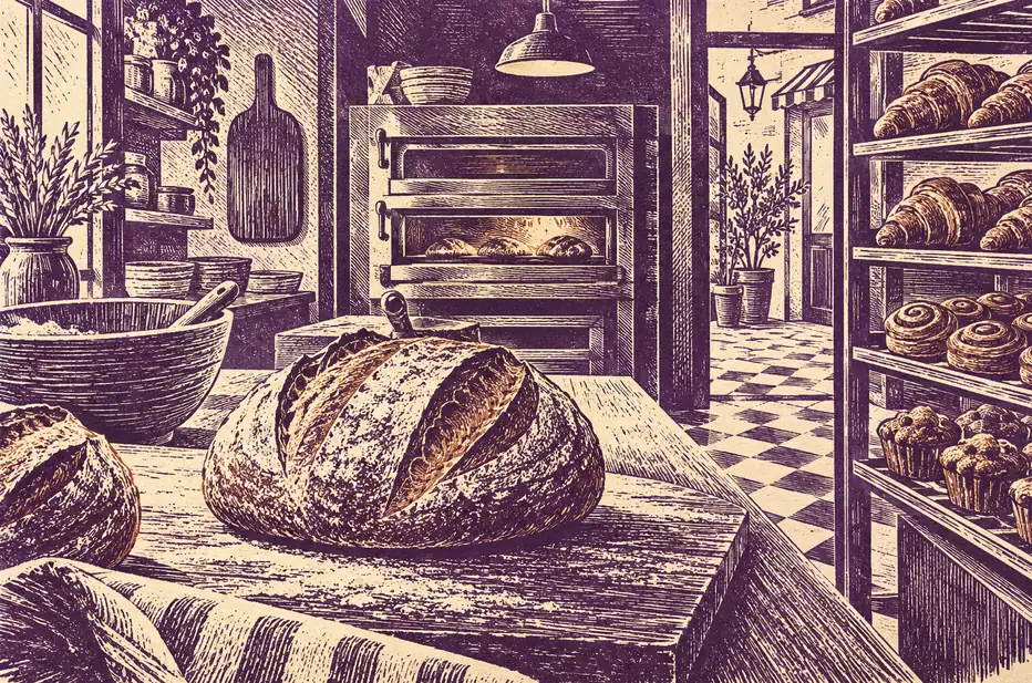 Illustration of bakeries and their working space